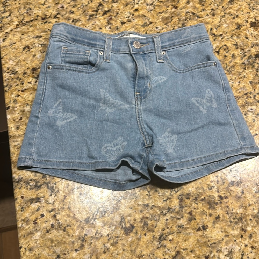Girls Levi high-rise shorts with butterflies